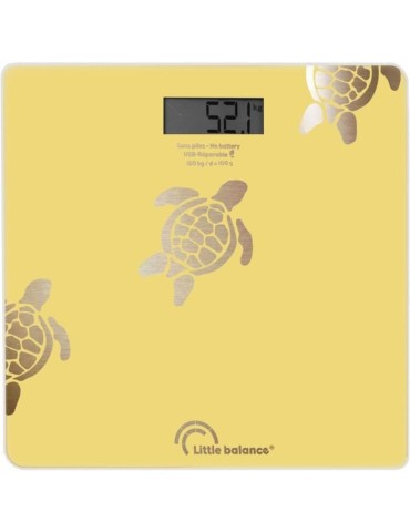 Pese-personne - LITTLE BALANCE - 8731 - Tortues sables métallisées - USB-réparable - 180 kg / 100 g - Jaune