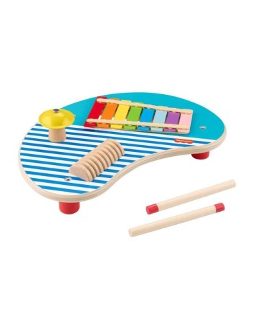 Fisher-Price-Table musicale en bois avec instruments de percussion HXT91