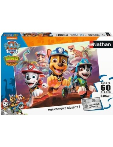 Nathan - Puzzle 60 pieces - Pat'Patrouille A la rescousse des dinosaures - Puzzle Enfant + Trieur - Des 6 ans