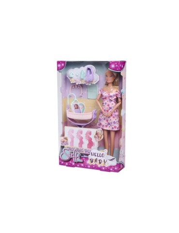 Smoby - Steffi Love - Future Maman - Poupée mannequin enceinte (29cm) - Accesoires pour bébé - Bouton pour faire grossir son