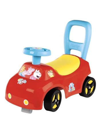 Smoby - Porteur auto enfant 2 en 1 - Peppa Pig - Coffre sous la selle + klaxon - Des 10 mois - Fabrication française