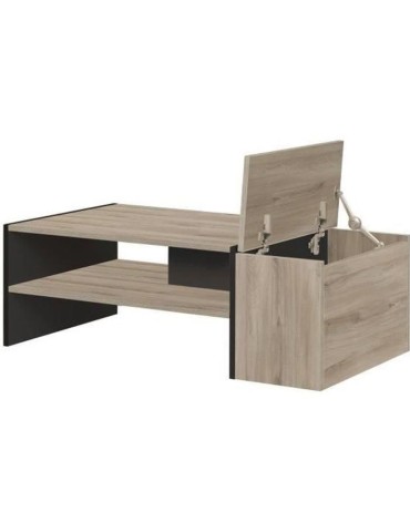 Table basse bar Gami - Made in France - Décor chene noir - Style industriel - L 110 x P 60 x H 36 cm - YORI