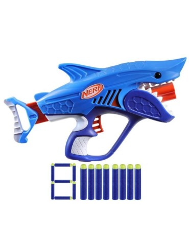 Nerf Junior Wild blaster Sharkfire, facile a utiliser, 8 fléchettes Nerf Elite, a partir de 6 ans