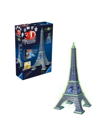 Ravensburger-Puzzle 3D Tour Eiffel phosphorescente 50 ans-Des 10 ans-216p numérotées a assembler sans colle-Accessoires inclus