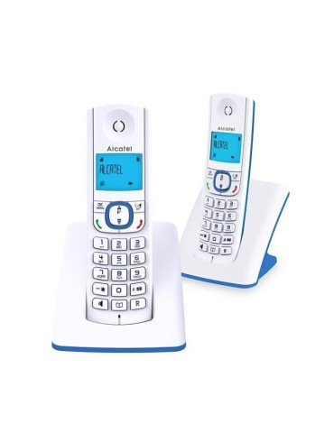 Téléphone sans fil - ALCATEL - F530 Duo - 2 combinés, blocage d'appels, mains libres, 2 mémoires directes, Blanc/Bleu