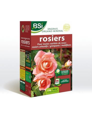 BSI - Engrais Bio Rosiers - Pour Toutes les Sorte de Roses - Floraison Éclatante - Action Longue Durée - 4kg - Jusqu'a 40 m²