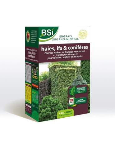 BSI - Engrais Organo-Minéral Pour Haie / If / Conifere - Pour Tous Les Coniferes Ou Les Sapins - 4Kg - Jusqu'a 40 m² - UAB