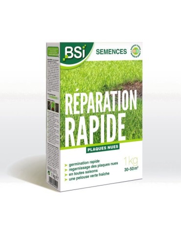 BSI - Semences de Gazon - Réparation Rapide - Avec Enrobage Protecteur - Haute qualité - jusqu'a 50m² - 1Kg