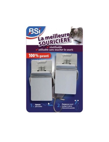 Pieges a souris - BSI - Tapettes plastiques - Lot de 2 - Réutilisables - Inoxydable - Plastique recyclé - Pour la maison et au