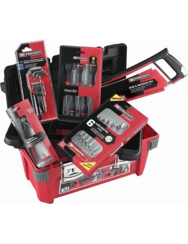 Caisse a outils FACOM + 22 outils - 5 Tournevis Protwist + 6 Clés mixtes OVG + 9 Clés mâles + Scie métaux + Pince - BP.P20AC