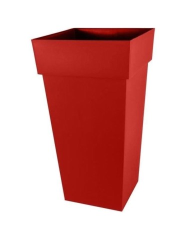 EDA Pot de fleurs XXL Toscane - Carré - 43,3 x 43,3 x H 80 cm - 98 L - Rouge rubis