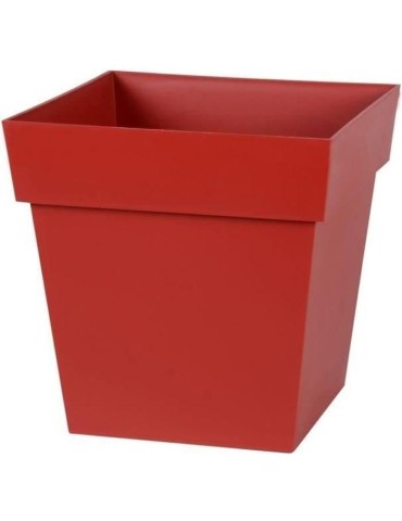 EDA Pot de fleur carré Toscane - 32 x 32 x H 32 cm - 22 L - Rouge rubis