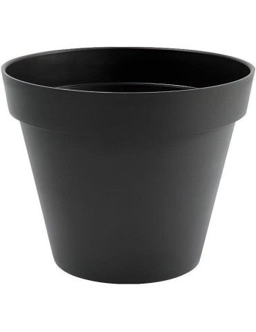 Pot de fleur rond Toscane - EDA PLASTIQUE - Ø 48 x H 40 cm - 43 L - Gris anthracite