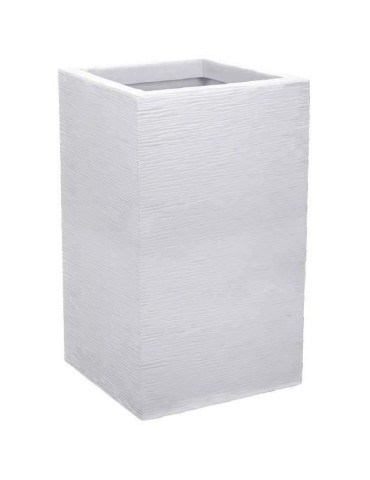 EDA Bac a Fleurs Carré Haut Graphit Up - 36 L - 29,5 x 29,5 cm x 49,5 cm - Blanc cérusé