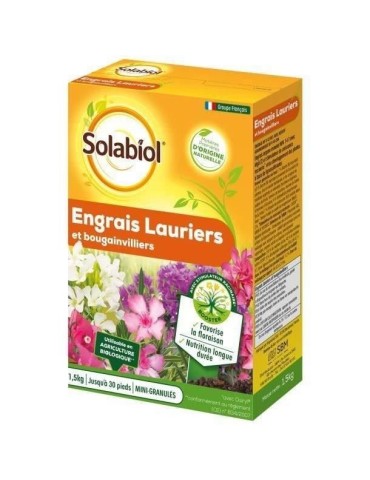 SOLABIOL SOLAURY15 Engrais Lauriers et Bougainvilliers 100% Organique | Action Longue Duree, 1,5 Kg