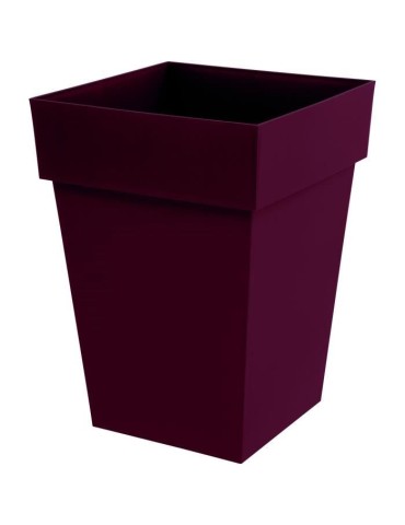 EDA Pot de Fleur Carré Mi-Haut TOSCANE - Volume 51 L - 39 x 39 x H.53 cm - Rouge bourgogne