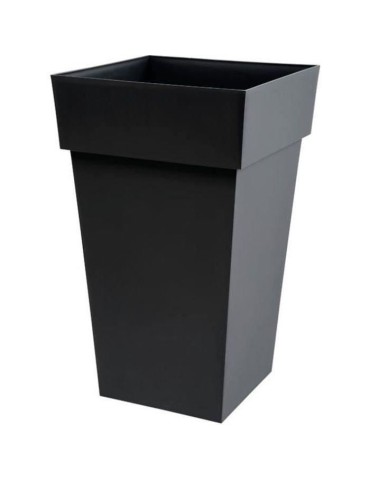 EDA Pot de fleur haut carré Toscane - 39 x 39 x H 65 cm - 62 L - Gris anthracite